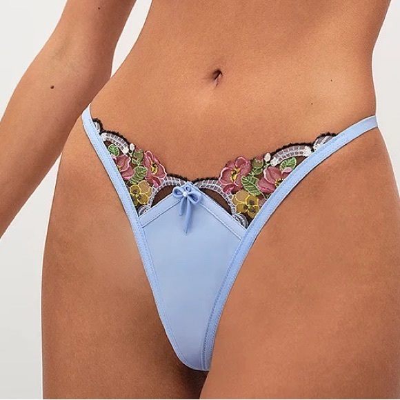 For Love And Lemons Louise Thong Panty Blue XS NEW - Picture 1 of 8